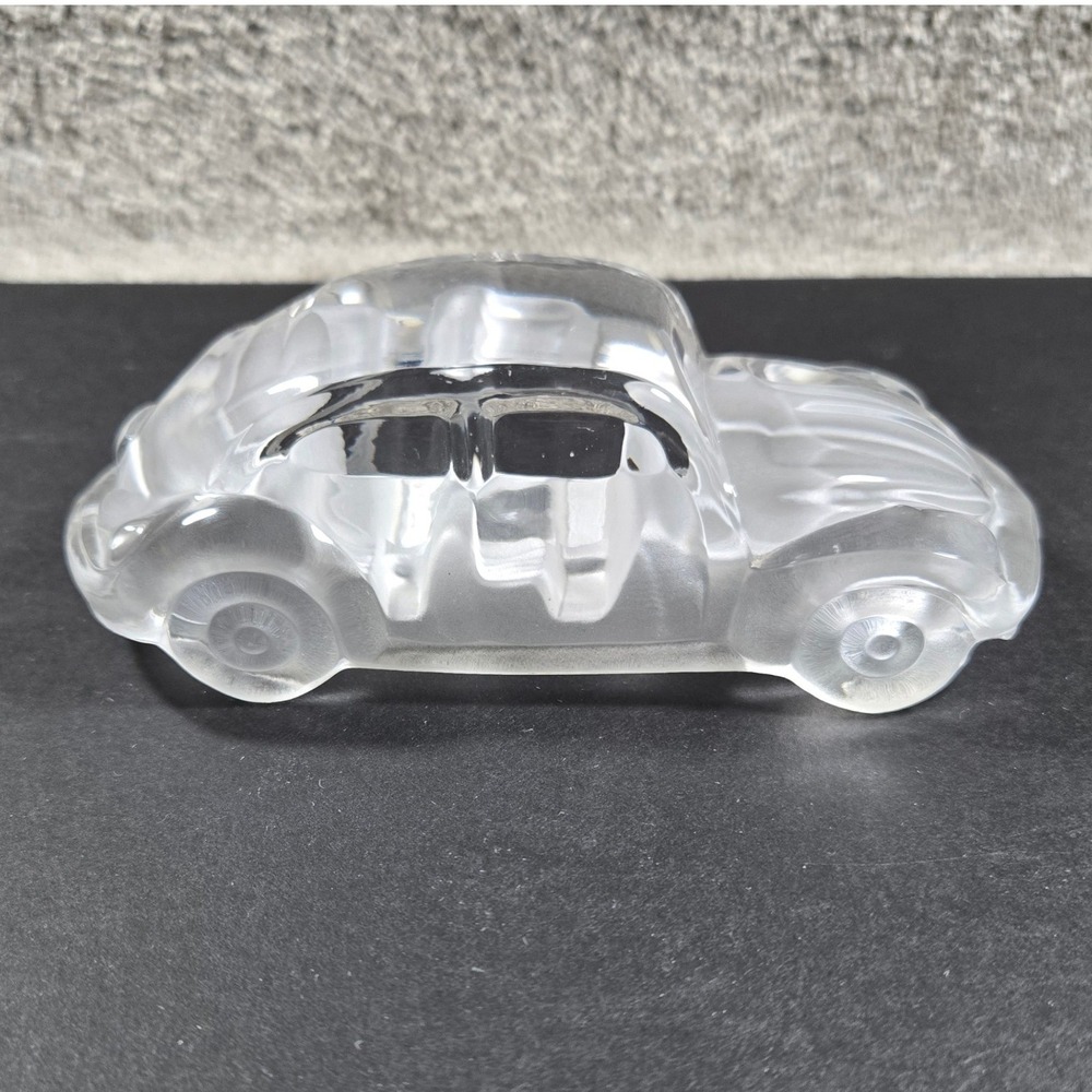 Hofbauer VW Beetle crystal Glass Paperweight Clear Frosted Car Figurine Decor OS